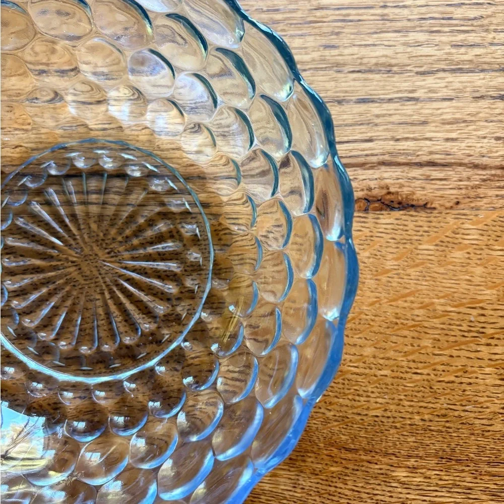 Vintage Glass Bubble Bowl- hint of blue-